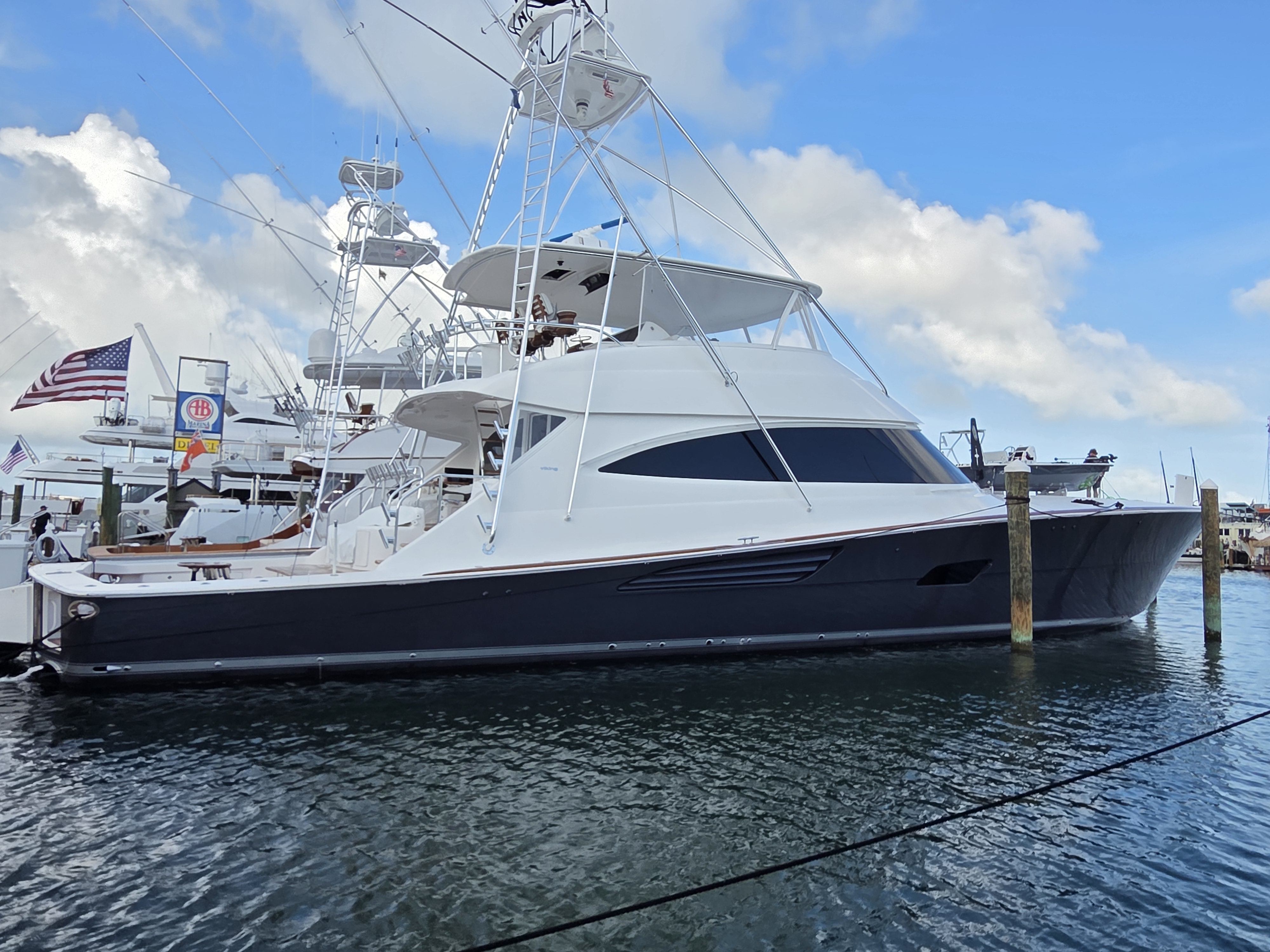 Viking sportfish yacht docked